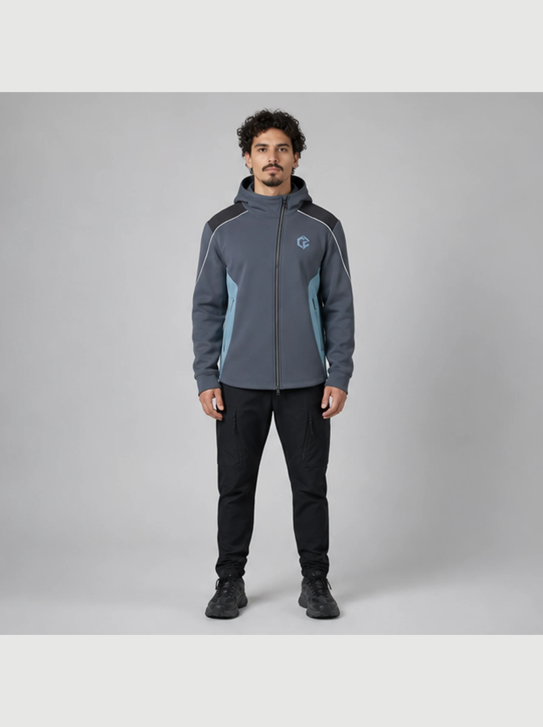 Static Arc Zip Hoodie front view - Clothixpack technical hoodie