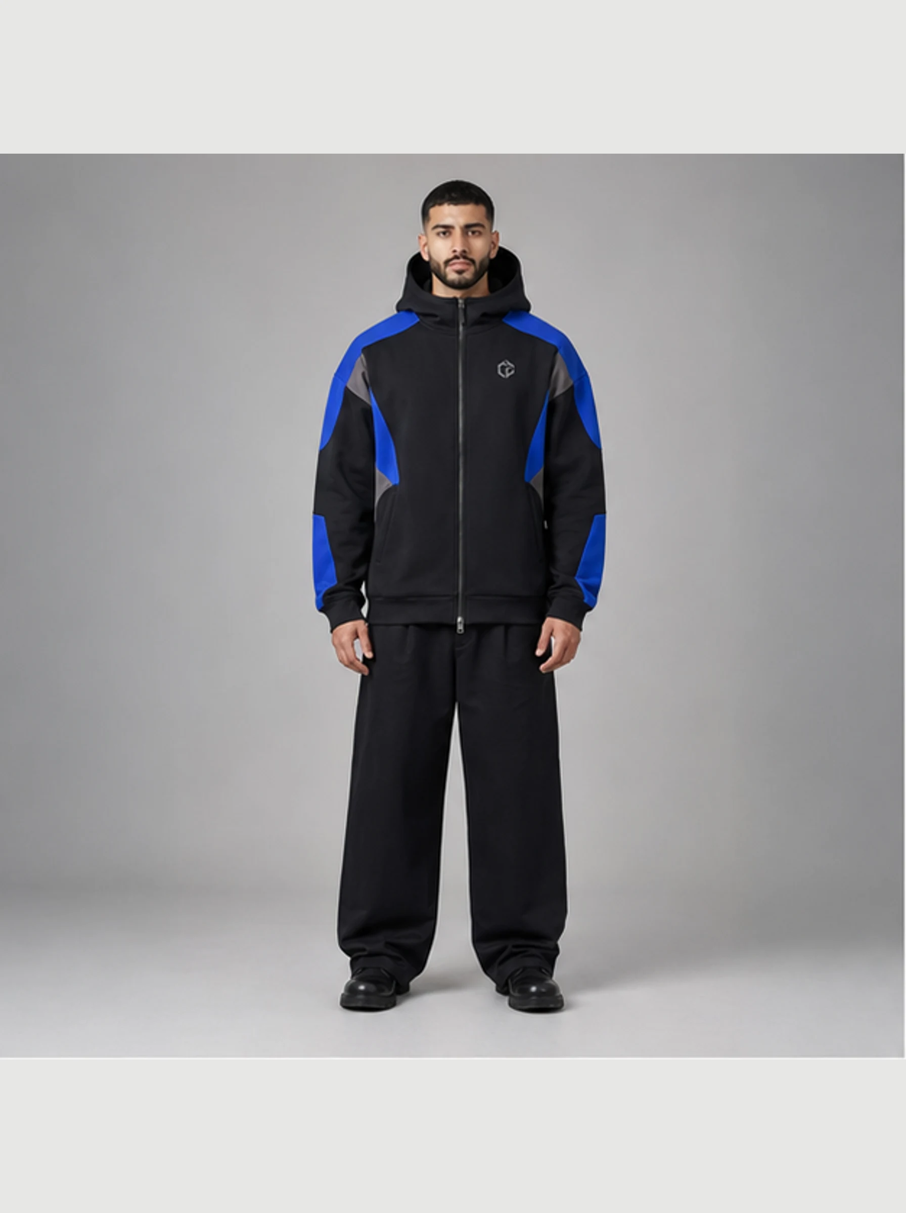 Axis Oversized Zip Hoodie front view - Clothixpack technical hoodie