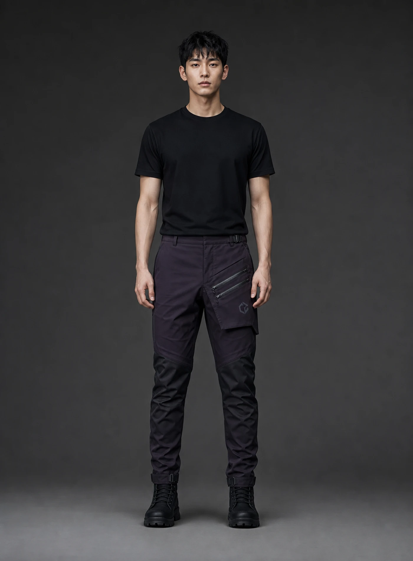 Veil Transit Cargo front view in midnight plum and graphite