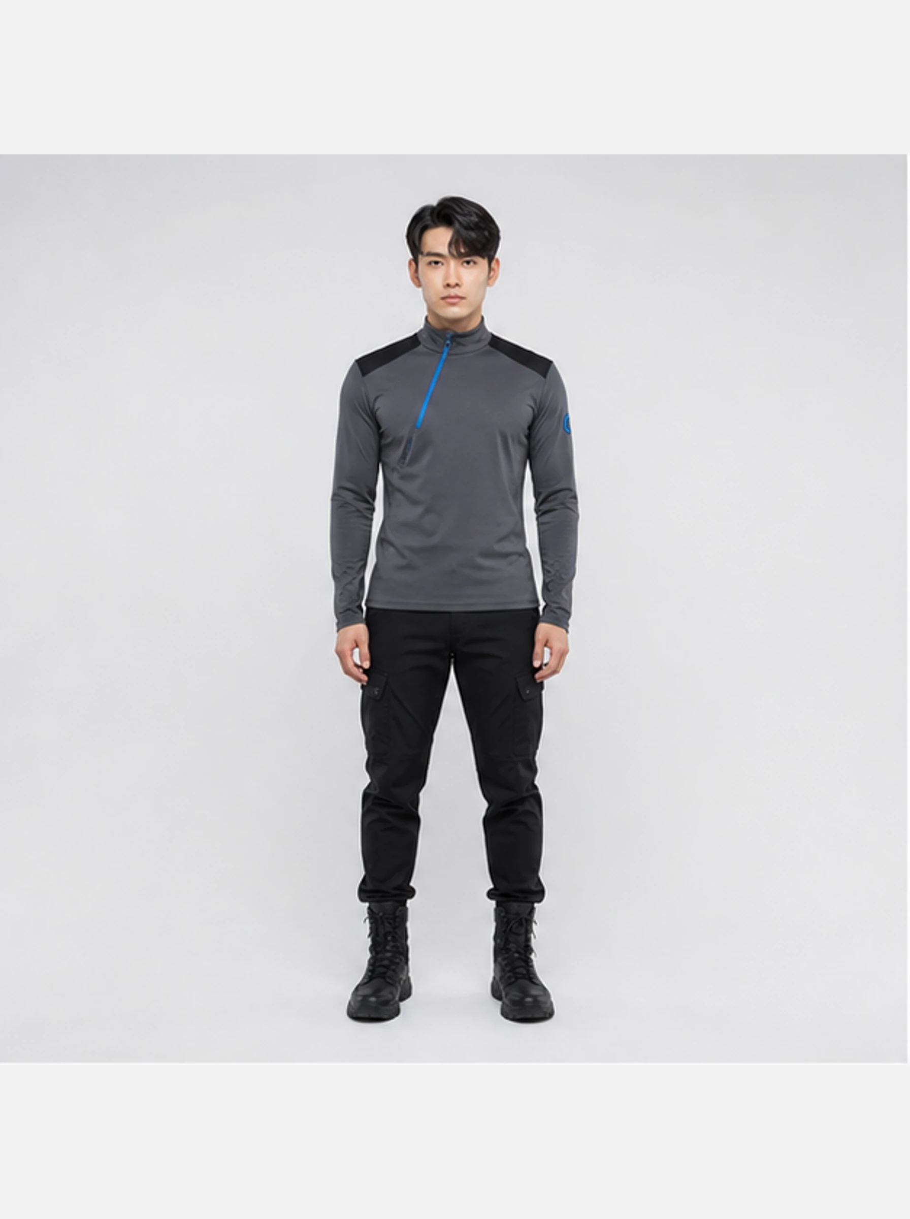 Vector Zip Mock Shirt front view - Clothixpack technical shirt