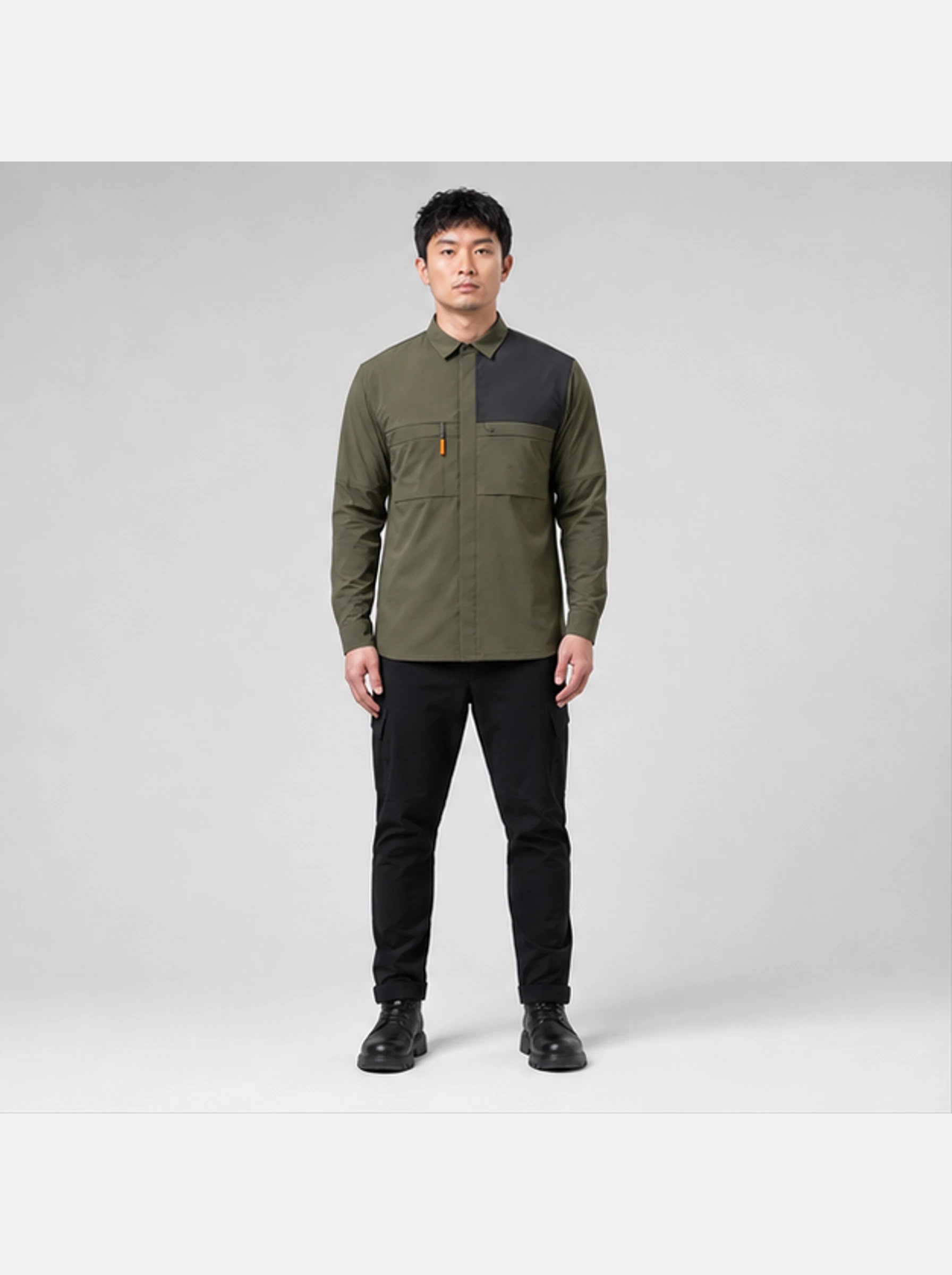 Lattice Utility Overshirt front view - Clothixpack technical shirt