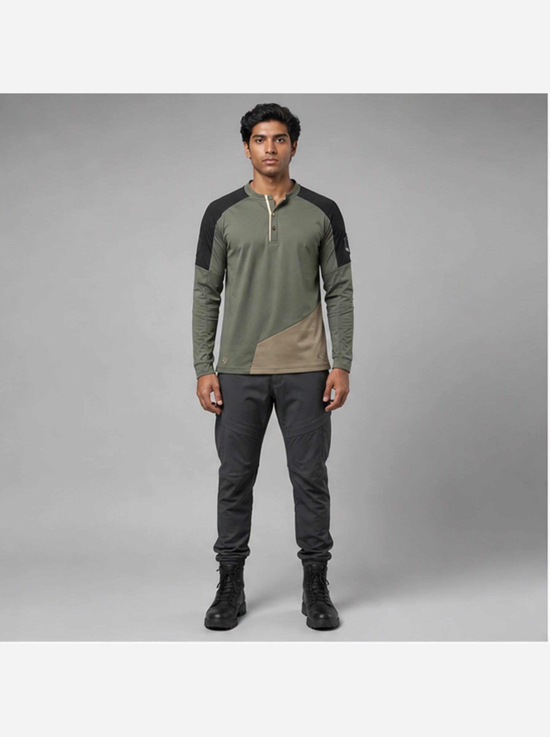 Transit Henley front view - Clothixpack technical shirt