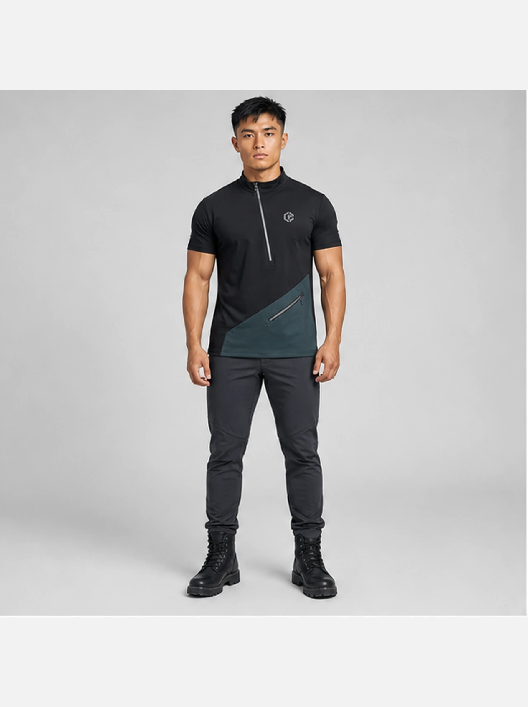 Axis Zip Tee front view - Clothixpack technical shirt