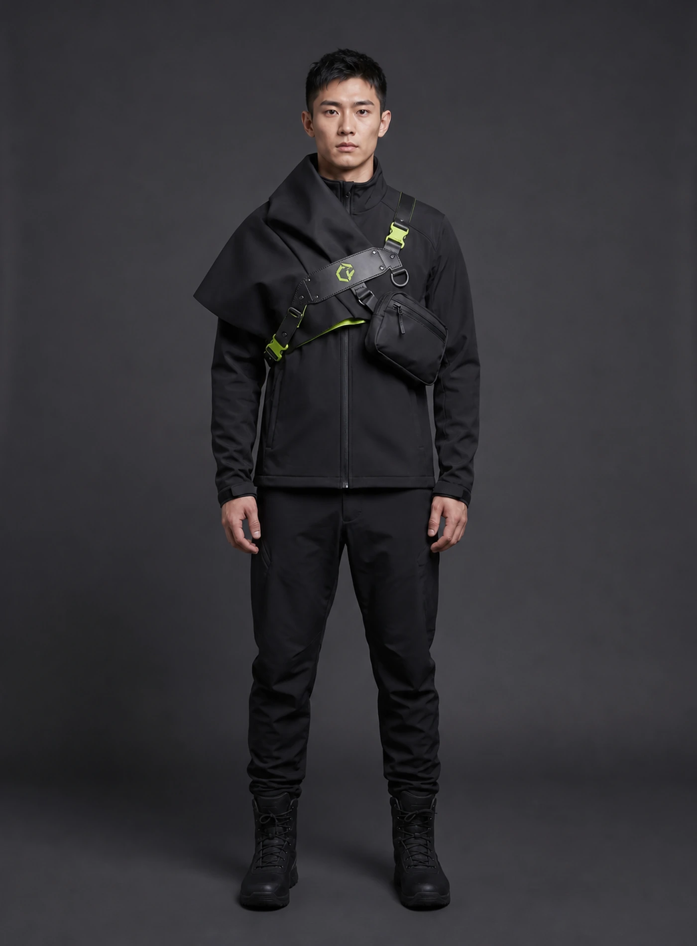 Rift Waterproof Vest front view with its distinct Clothixpack campaign model