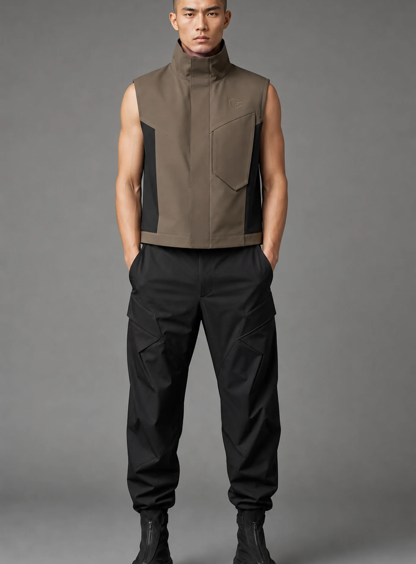 Clay Guard Vest front view - Clothixpack unique techwear vest product image
