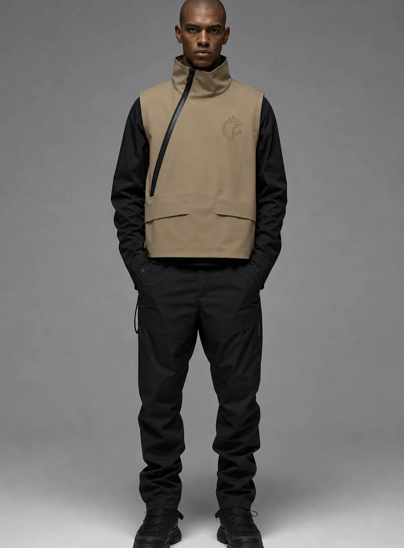 Sand Arc Vest front view - Clothixpack unique techwear vest product image