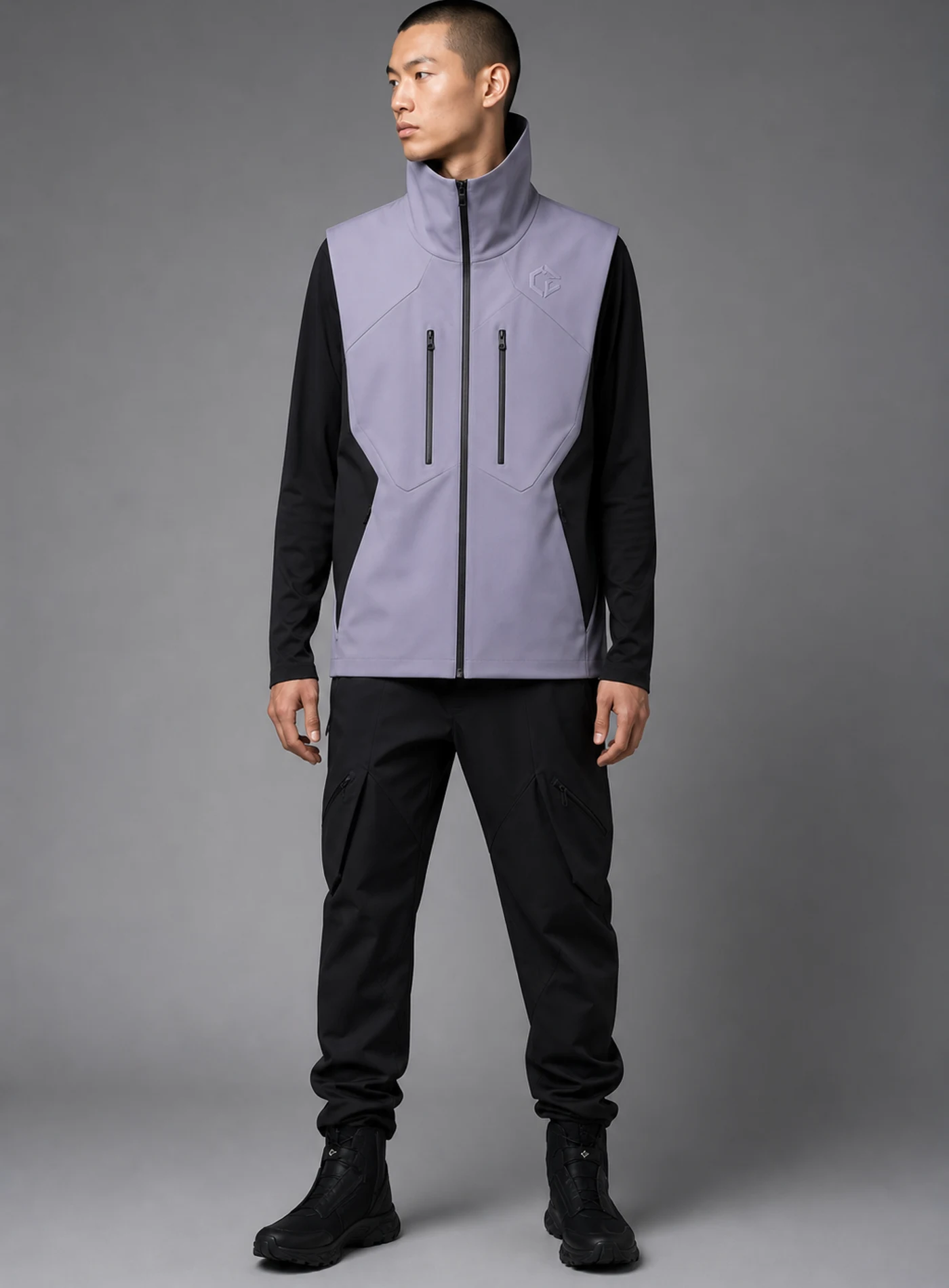 Lavender Vector Vest front view - Clothixpack unique techwear vest product image