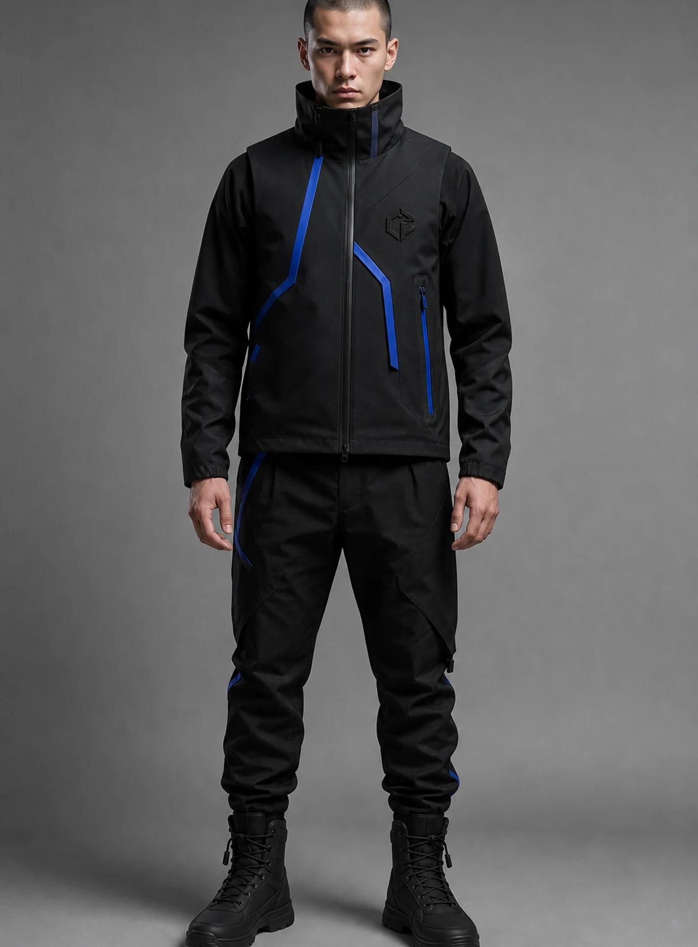 Blue Circuit Vest front view - Clothixpack unique techwear vest product image