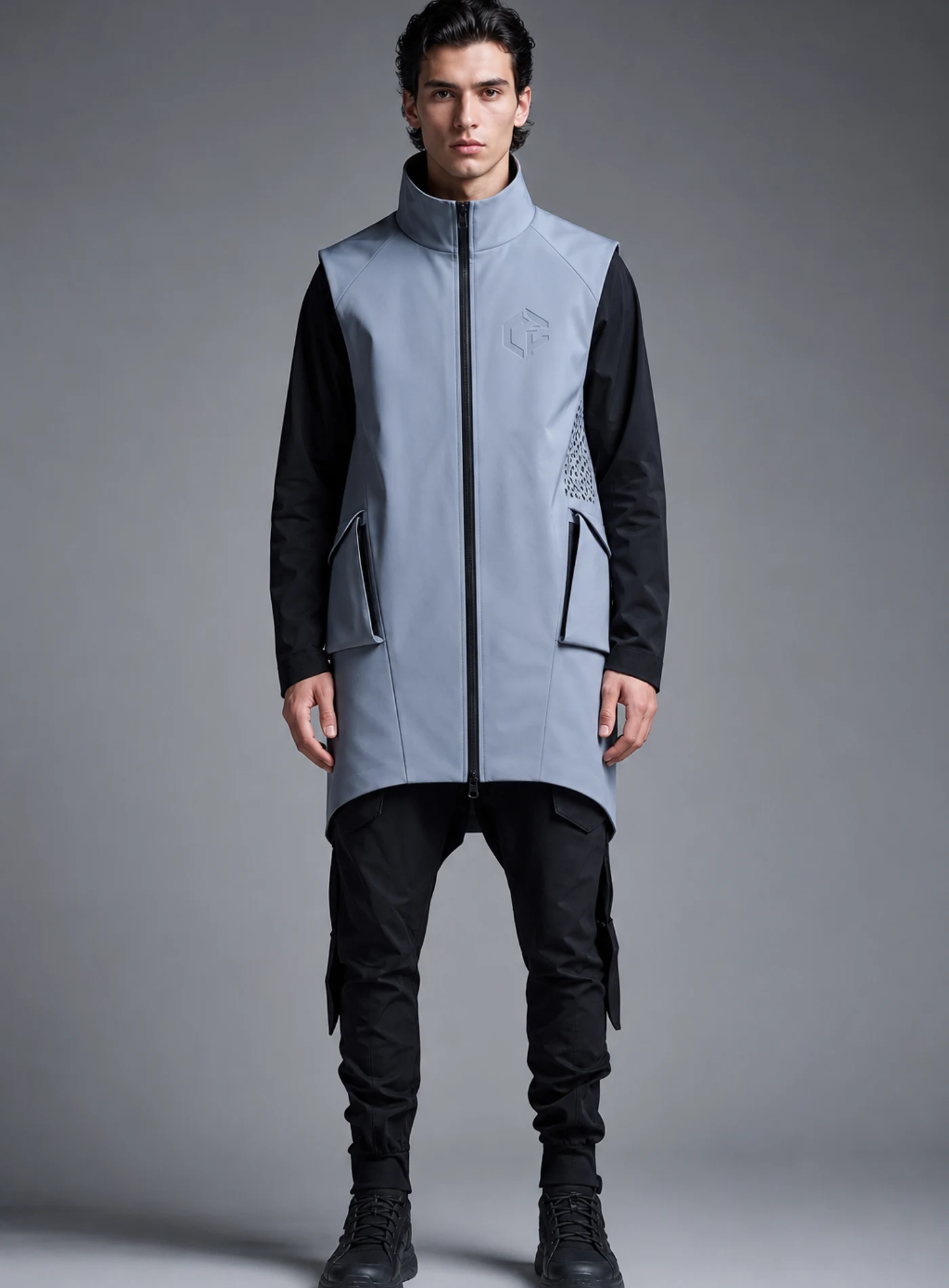 Ice Longline Vest front view - Clothixpack unique techwear vest product image