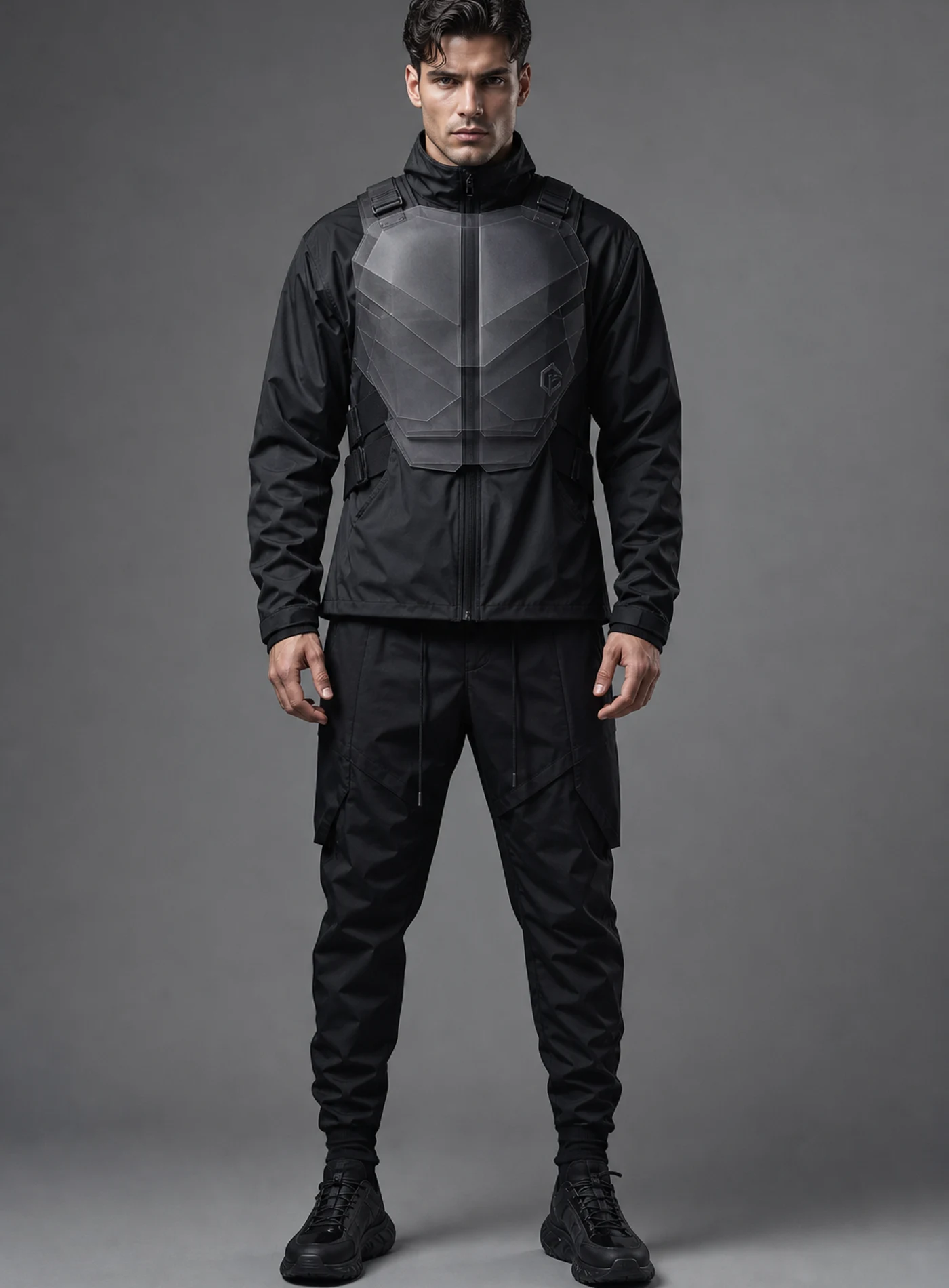 Smoke Plate Vest front view - Clothixpack unique techwear vest product image