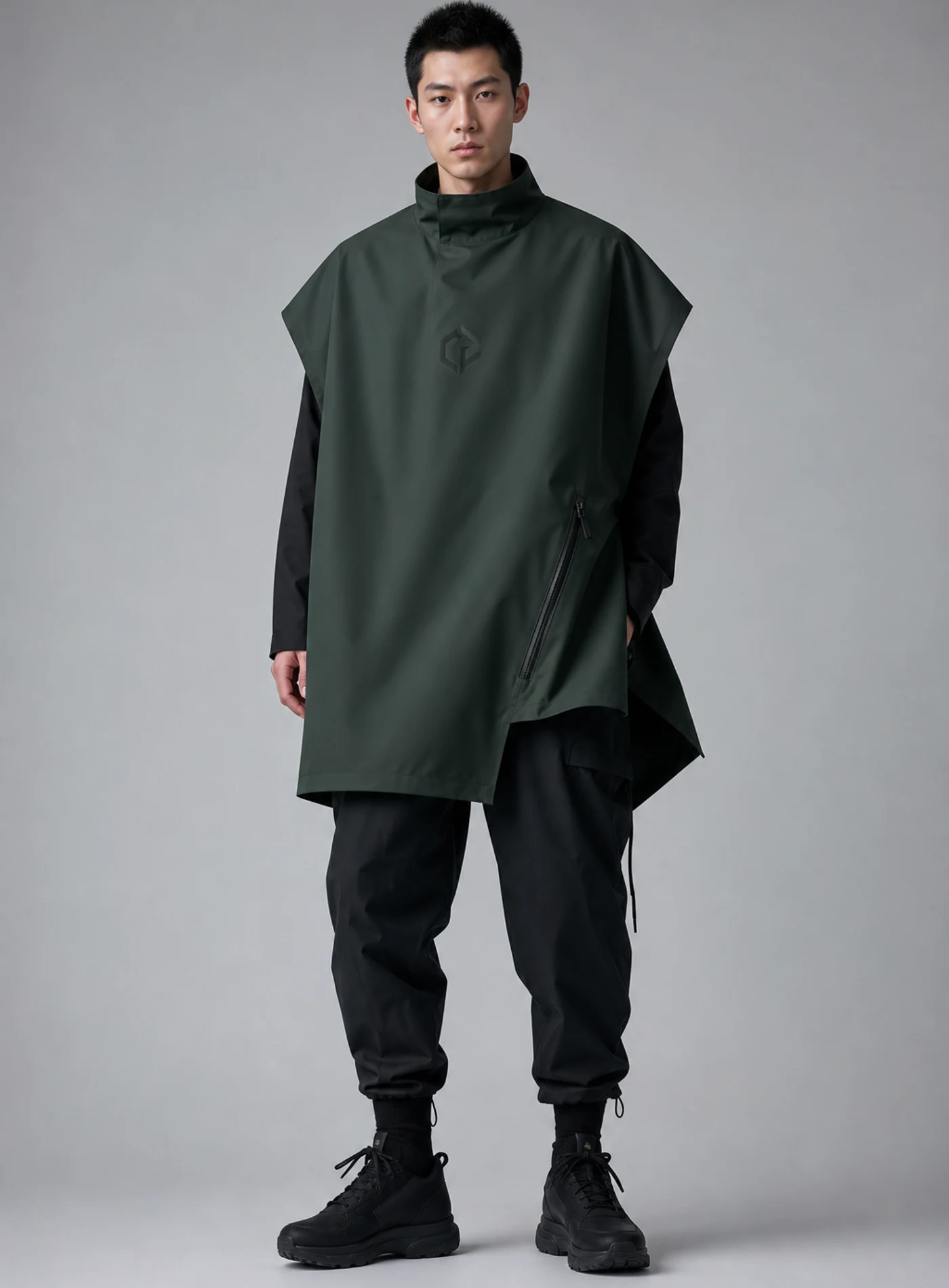 Pine Poncho Vest front view - Clothixpack unique techwear vest product image