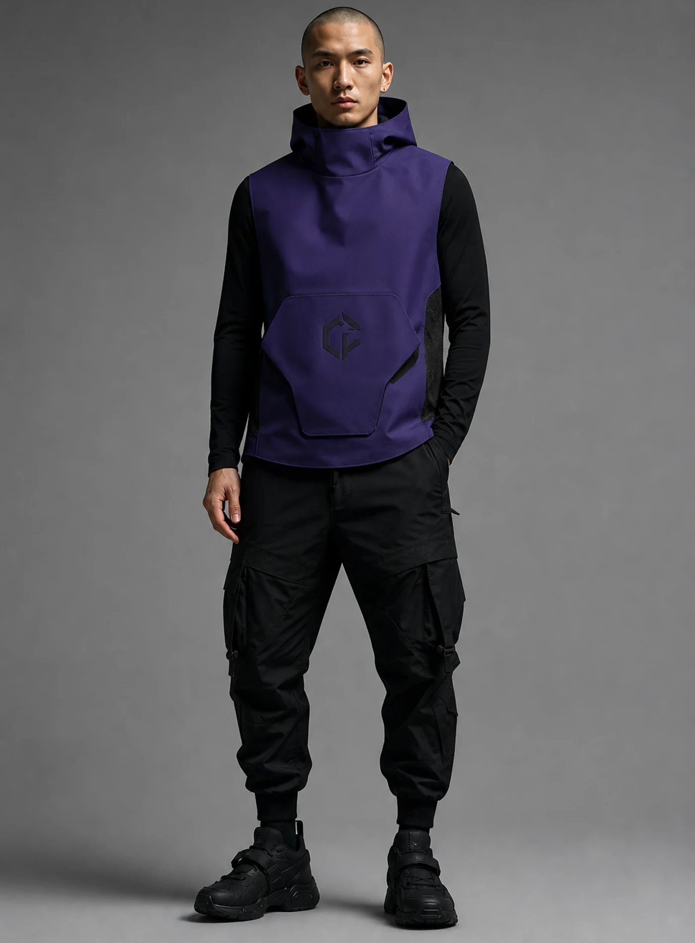 Violet Pocket Vest front view - Clothixpack unique techwear vest product image
