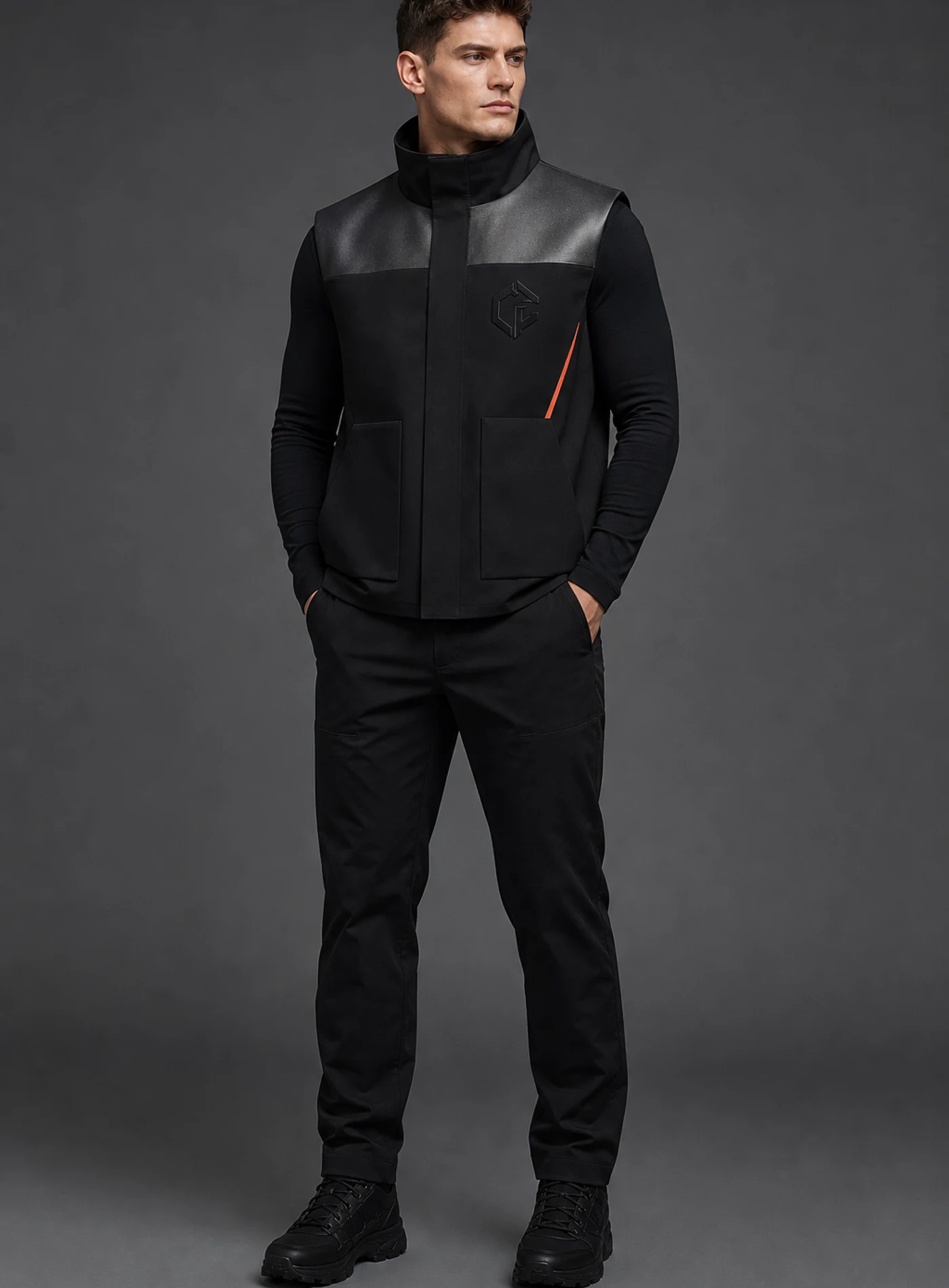 Carbon Yoke Vest front view - Clothixpack unique techwear vest product image